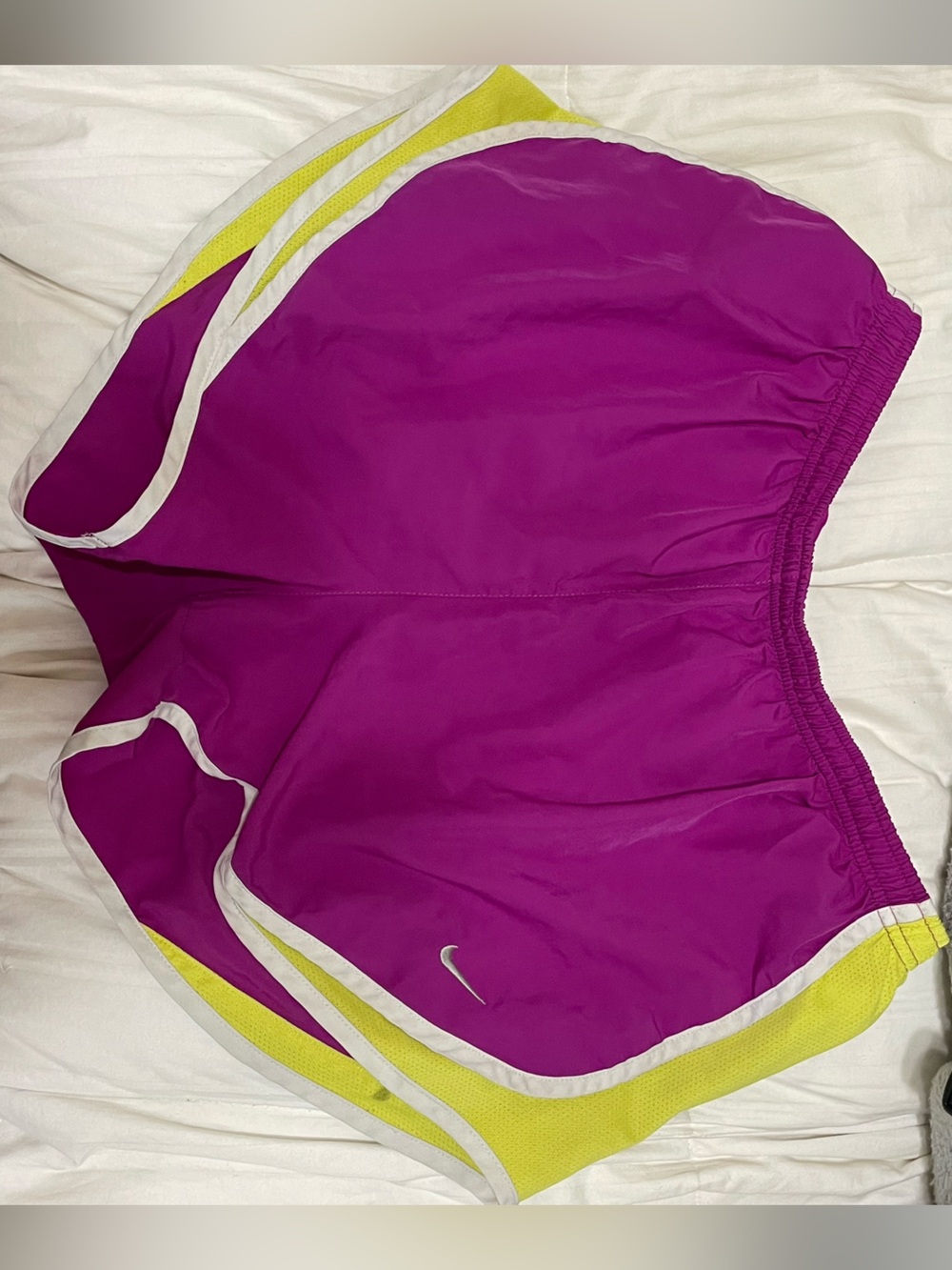 Nike Women's Fuchsia Shorts with Yellow Side Panels